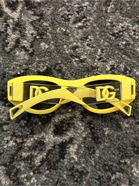 Dolce & Gabbana Neon Yellow DG Logo Oval Sunglasses